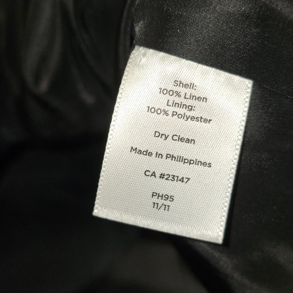 Talbots Solid Black Linen Collarless Button Front… - image 6